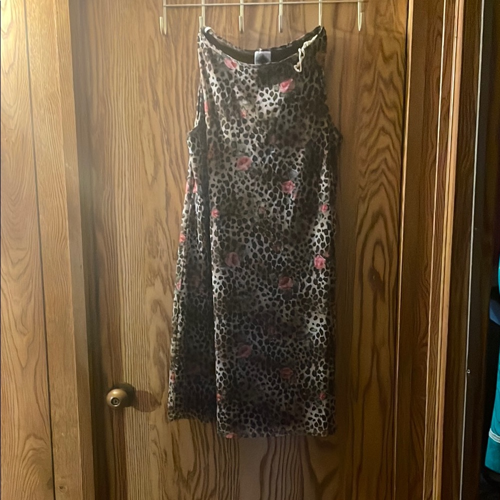 Leopard Print Sleeveless Dress with Pink Accents